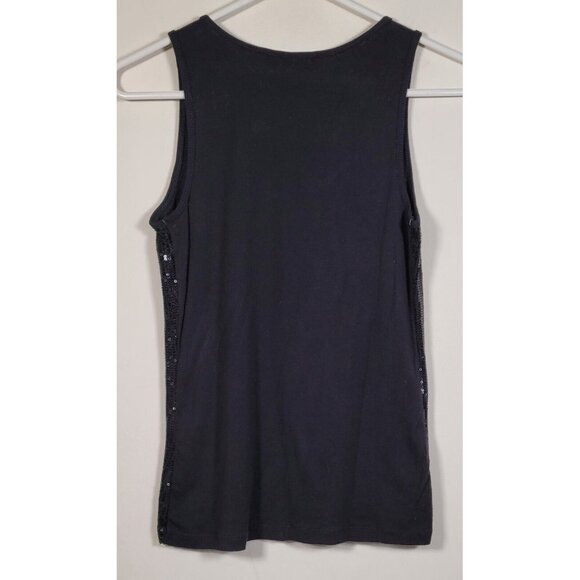 Apt 9 Shirt Women Petite Medium Black Tank Flashy Sequin Scoop Neck - Picture 6 of 6